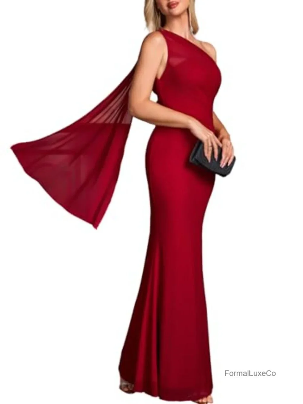One Shoulder Bodycon Maxi Formal Wedding Guest Dress